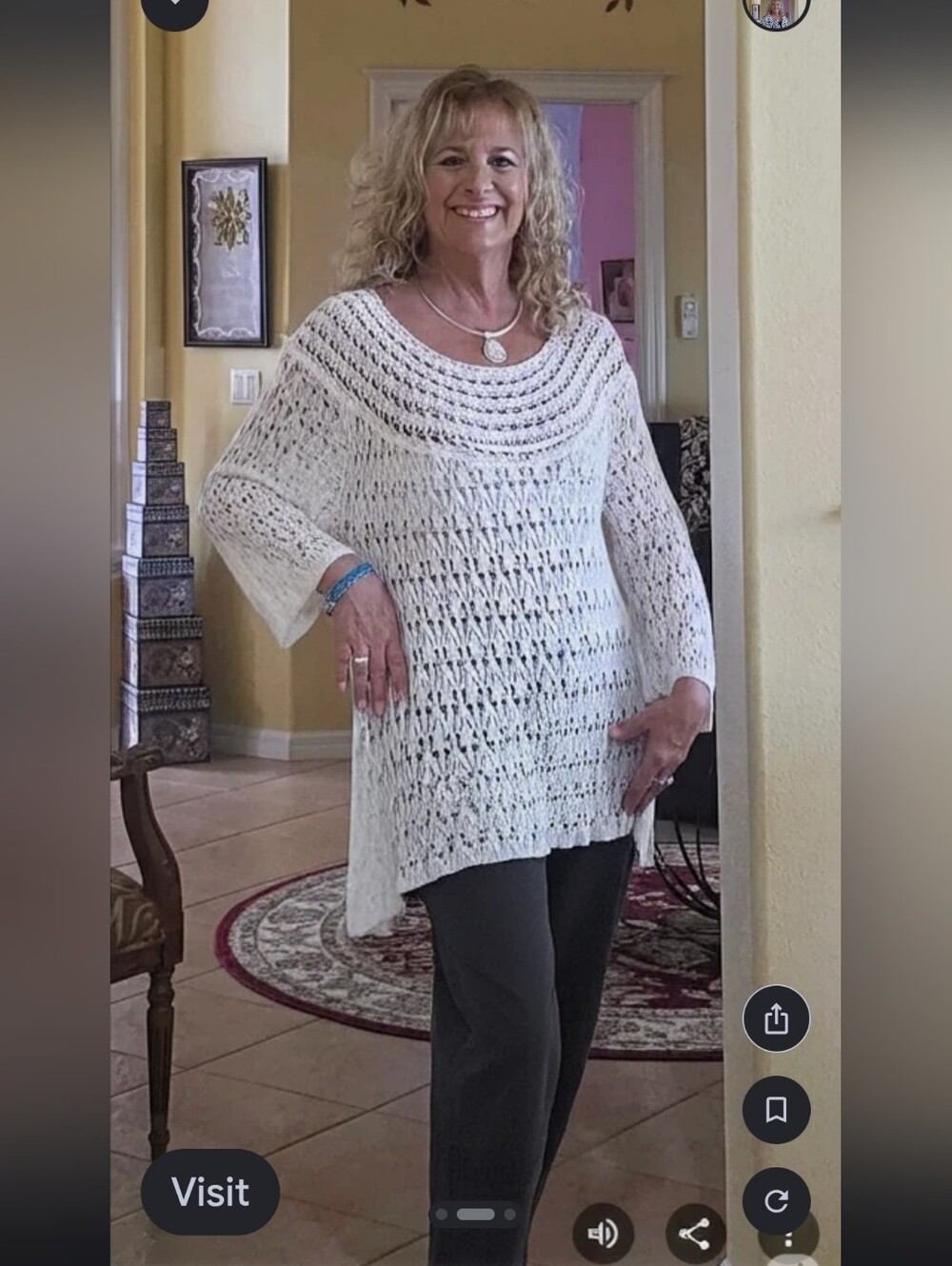Vintage America crocheted sweater purple nice pattern size Med 💕